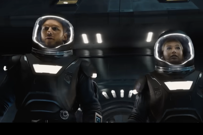 Chris Pratt and Jennifer Lawrence in a scene from Passengers